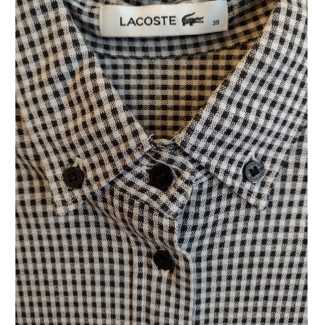 LACOSTE(ラコステ)のラコステ 綿 シャツ L 白黒 チェック 38号 レディースのトップス(シャツ/ブラウス(長袖/七分))の商品写真