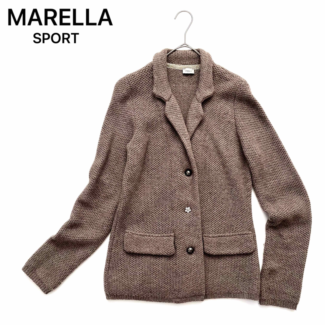 MARELLA✨ニット ジャケット カシミヤ ウール ベージュ 上質 肘パッチ