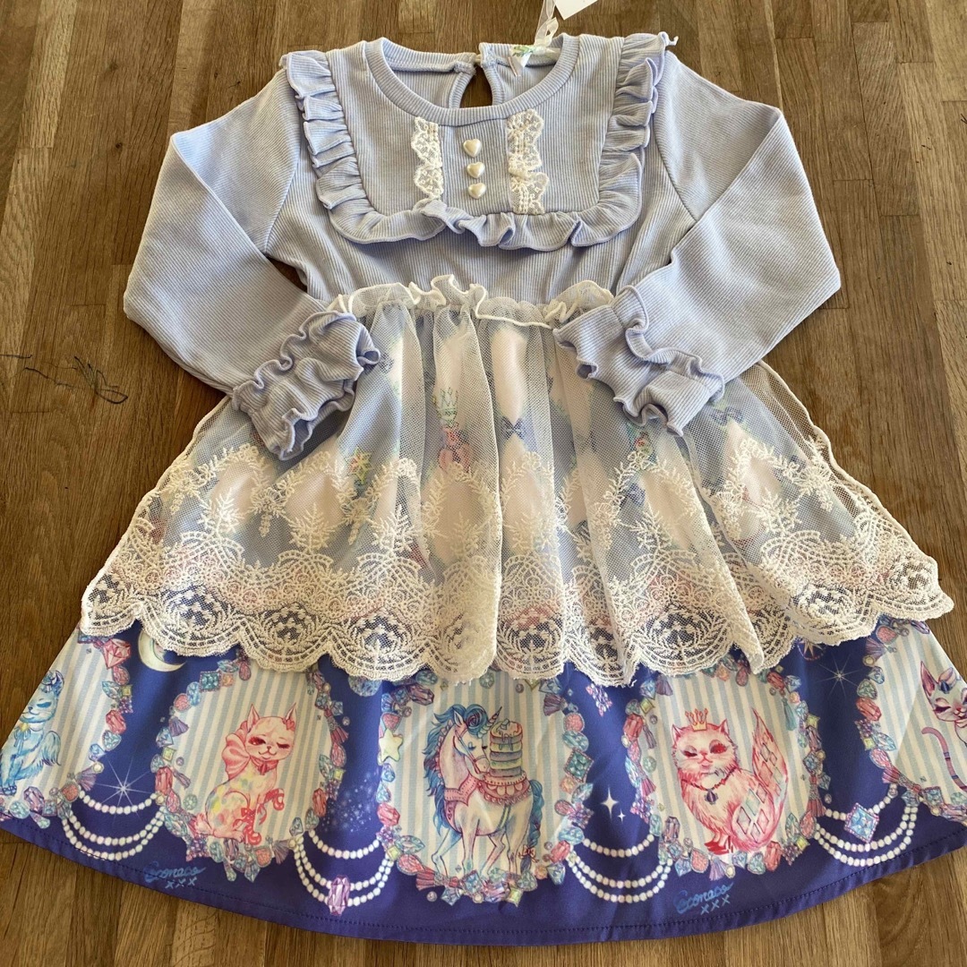 しまむら(シマムラ)のエコネコ　ワンピース110 キッズ/ベビー/マタニティのキッズ服女の子用(90cm~)(ワンピース)の商品写真