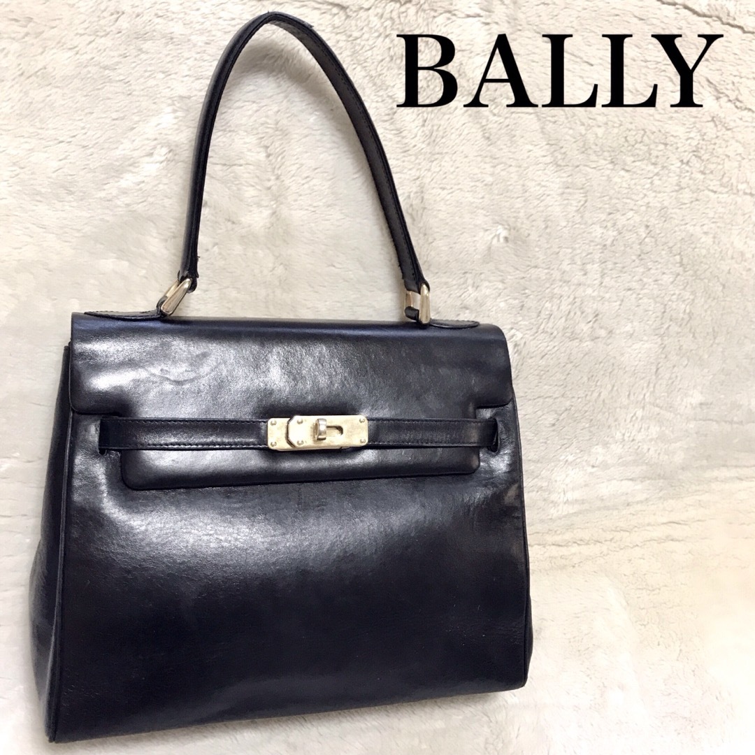 BALLY ケリー オールレザー ブラックフォーマル ハンドバッグ ゴールド金具みららショップバッグ