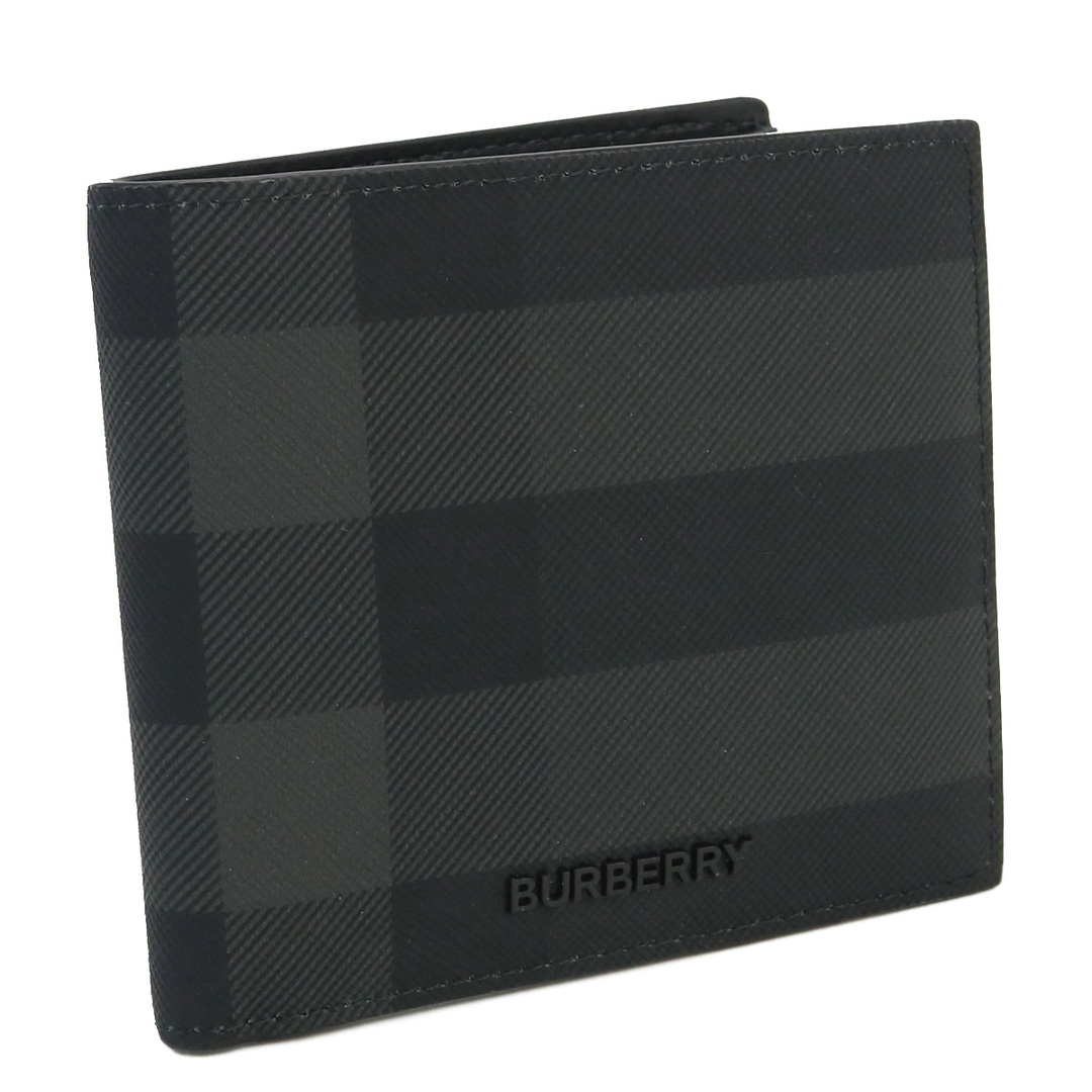 BURBERRY(バーバリー)のBURBERRY バーバリー 8070201 二折財布小銭入付き CHARCOAL ブラック グレー系 メンズ メンズのファッション小物(折り財布)の商品写真