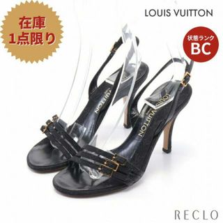 ルイヴィトン(LOUIS VUITTON)のモノグラムミニ サンダル ファブリック レザー ブラック バックストラップ(サンダル)