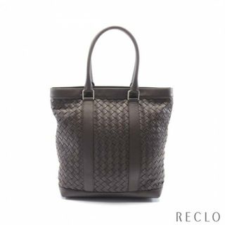 ボッテガヴェネタ(Bottega Veneta)のイントレチャート ハンドバッグ トートバッグ レザー ダークブラウン(トートバッグ)