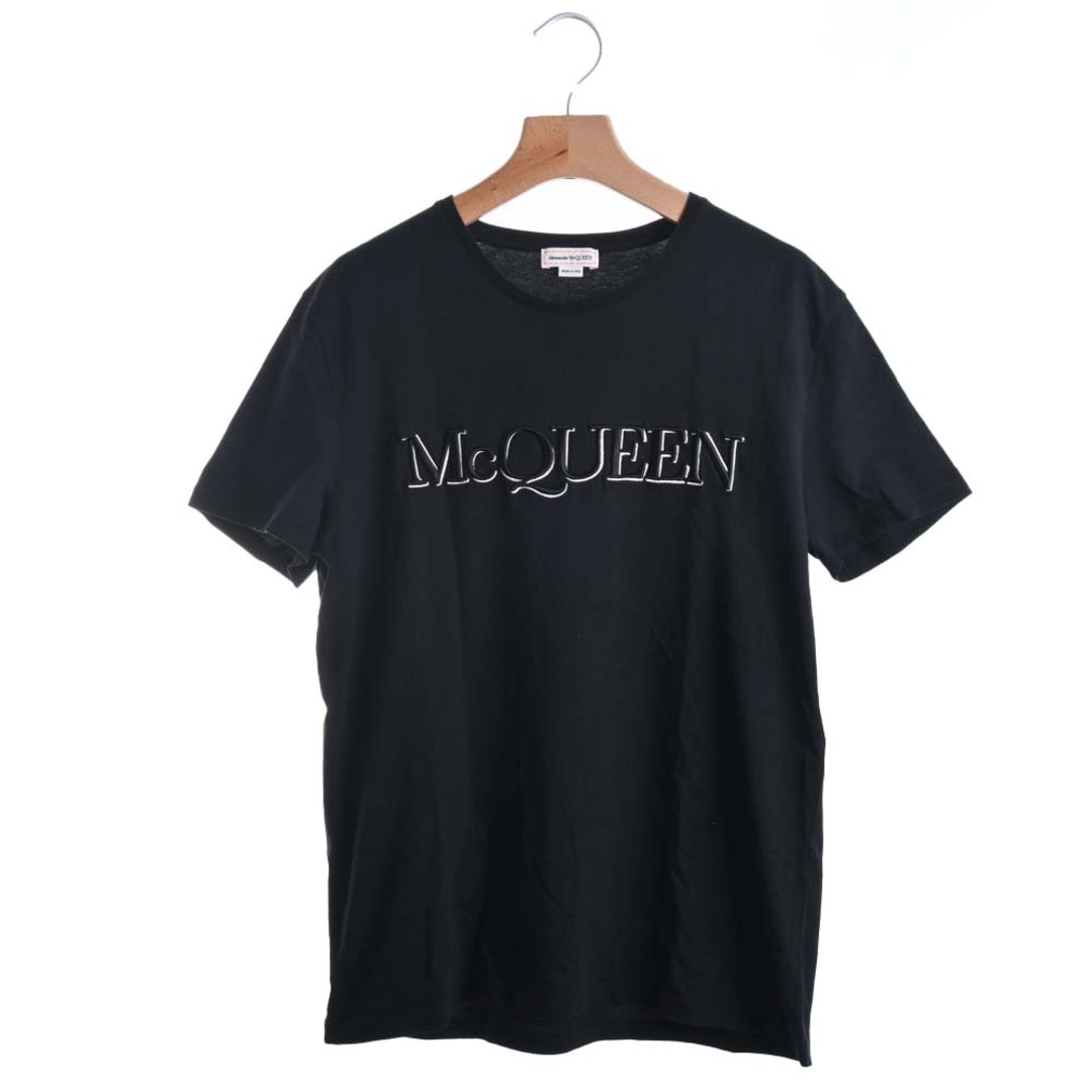 Alexander McQueen(アレキサンダーマックイーン)のアレキサンダーマックイーン ブラック コットン ロゴ刺繍 カットソー L メンズのトップス(Tシャツ/カットソー(半袖/袖なし))の商品写真