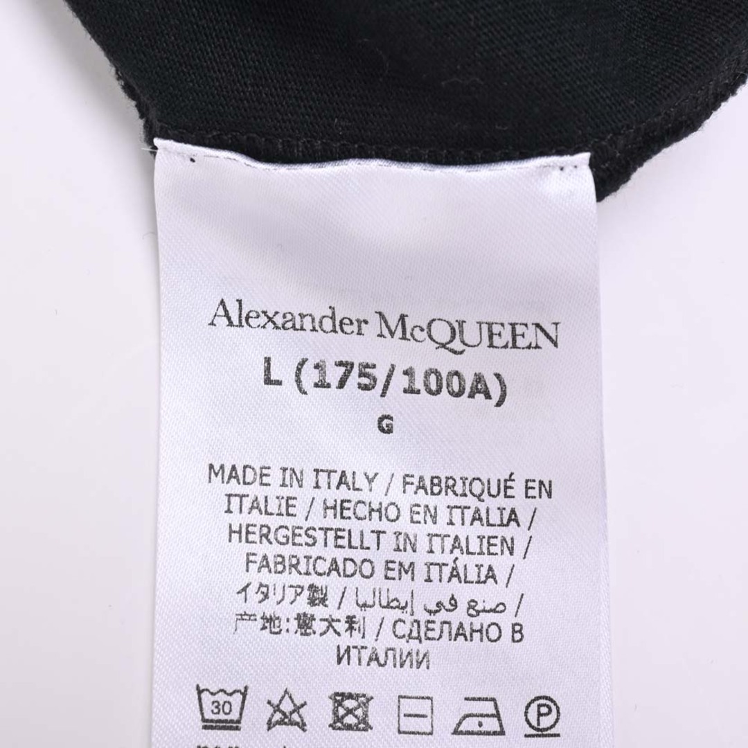 Alexander McQueen(アレキサンダーマックイーン)のアレキサンダーマックイーン ブラック コットン ロゴ刺繍 カットソー L メンズのトップス(Tシャツ/カットソー(半袖/袖なし))の商品写真