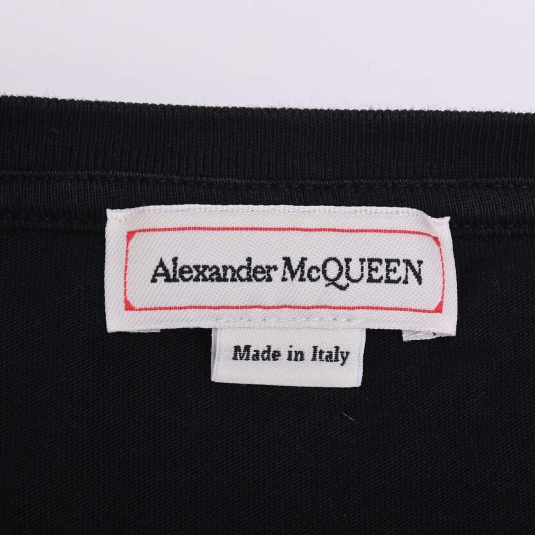 Alexander McQueen(アレキサンダーマックイーン)のアレキサンダーマックイーン ブラック コットン ロゴ刺繍 カットソー L メンズのトップス(Tシャツ/カットソー(半袖/袖なし))の商品写真