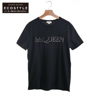 アレキサンダーマックイーン(Alexander McQueen)のアレキサンダーマックイーン ブラック コットン ロゴ刺繍 カットソー L(Tシャツ/カットソー(半袖/袖なし))