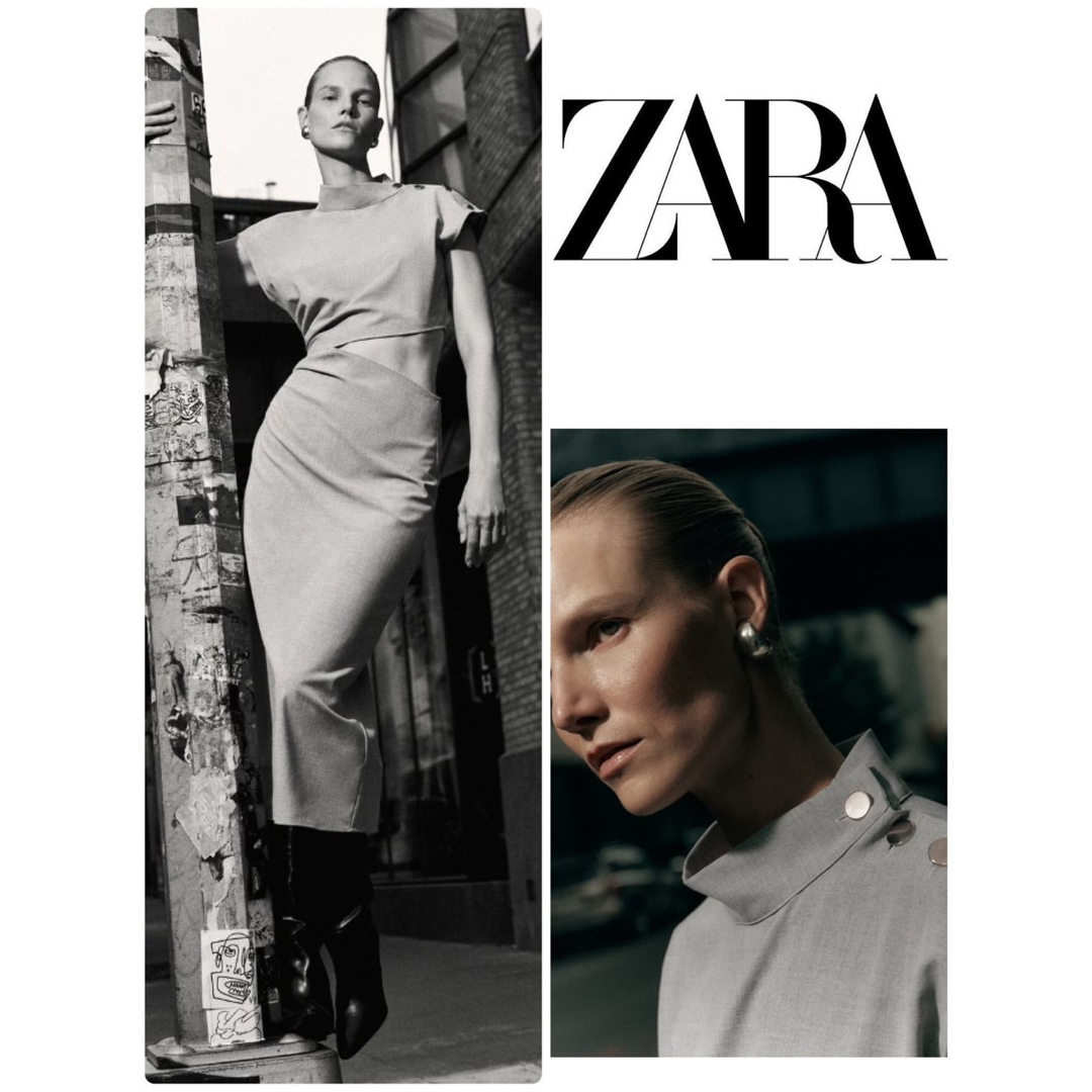 ZARA(ザラ)の【ZARA】カットアウトミディドレス クリアグレー 新作   レディースのワンピース(ロングワンピース/マキシワンピース)の商品写真