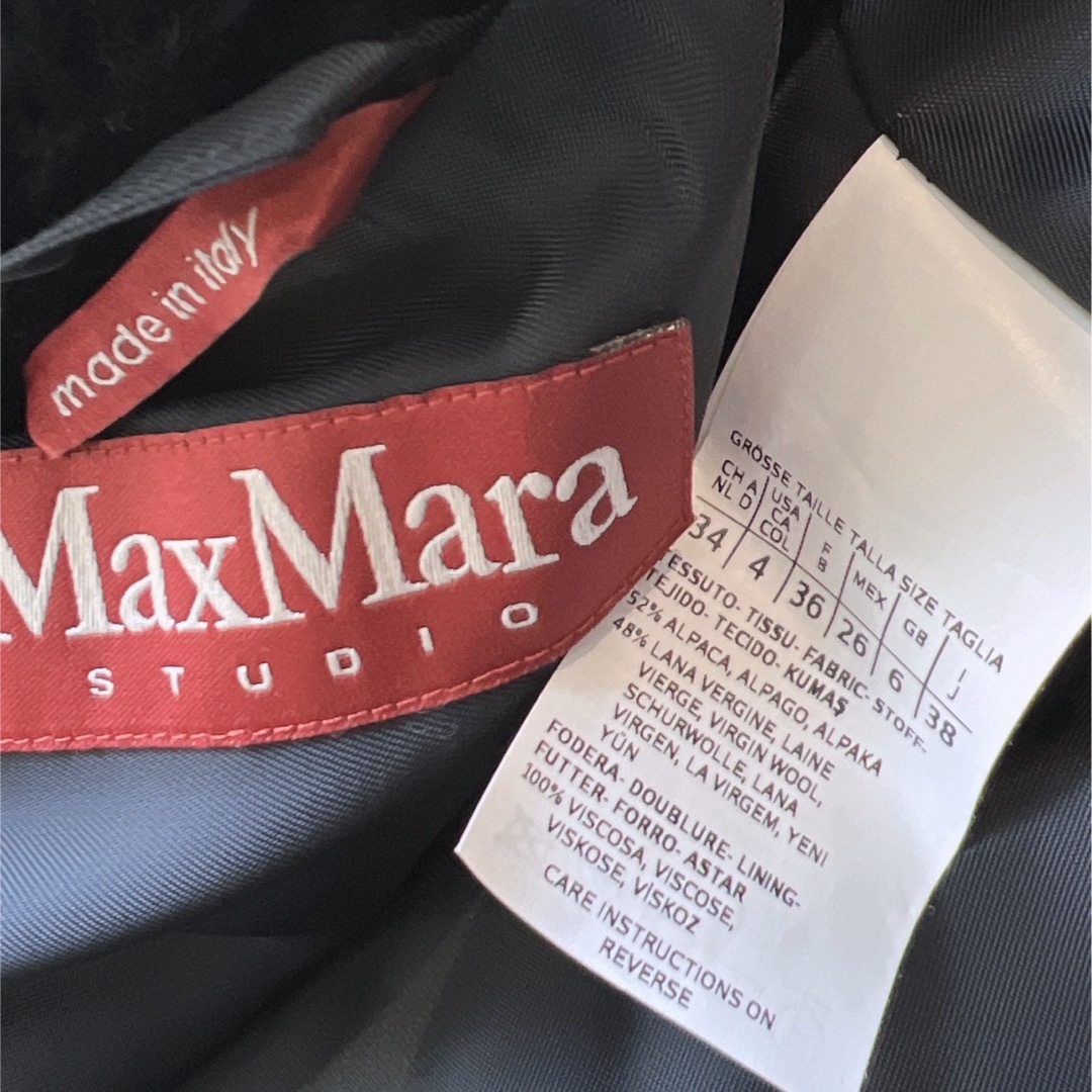 美品　Maxmará マックスマーラ　女優襟　ボア　ネイビー　お刺繍　コート