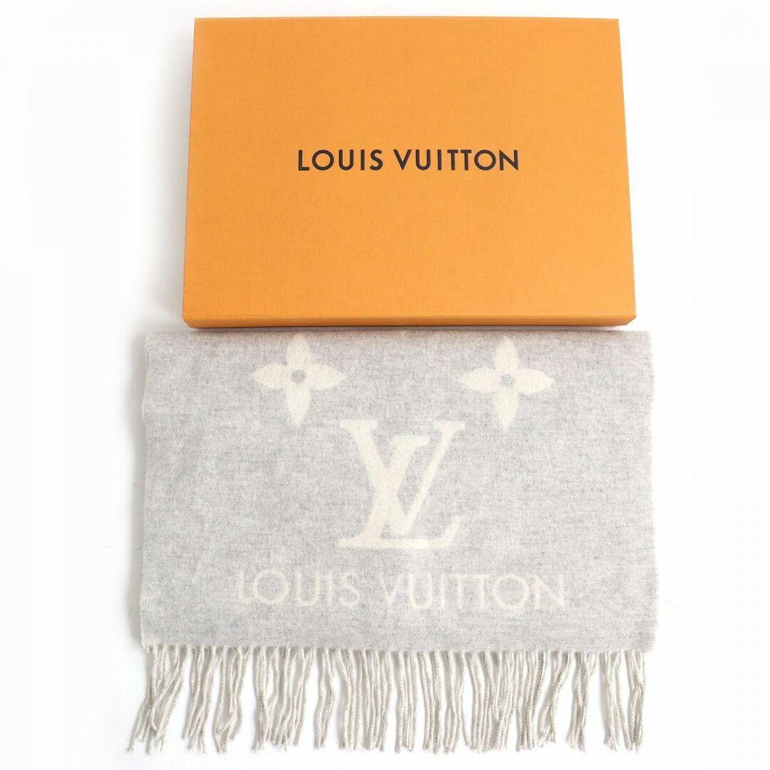 美品△正規品 LOUIS VUITTON ルイヴィトン M71126 エシャルプ レイキャビック カシミヤ100% ショール／マフラー ライトグレー  イギリス製