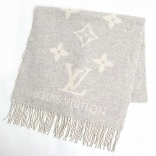 極美品 LOUIS VUITTON ルイヴィトン ストライプ 防寒  401552 マフラー カシミヤ/ウール ブラック