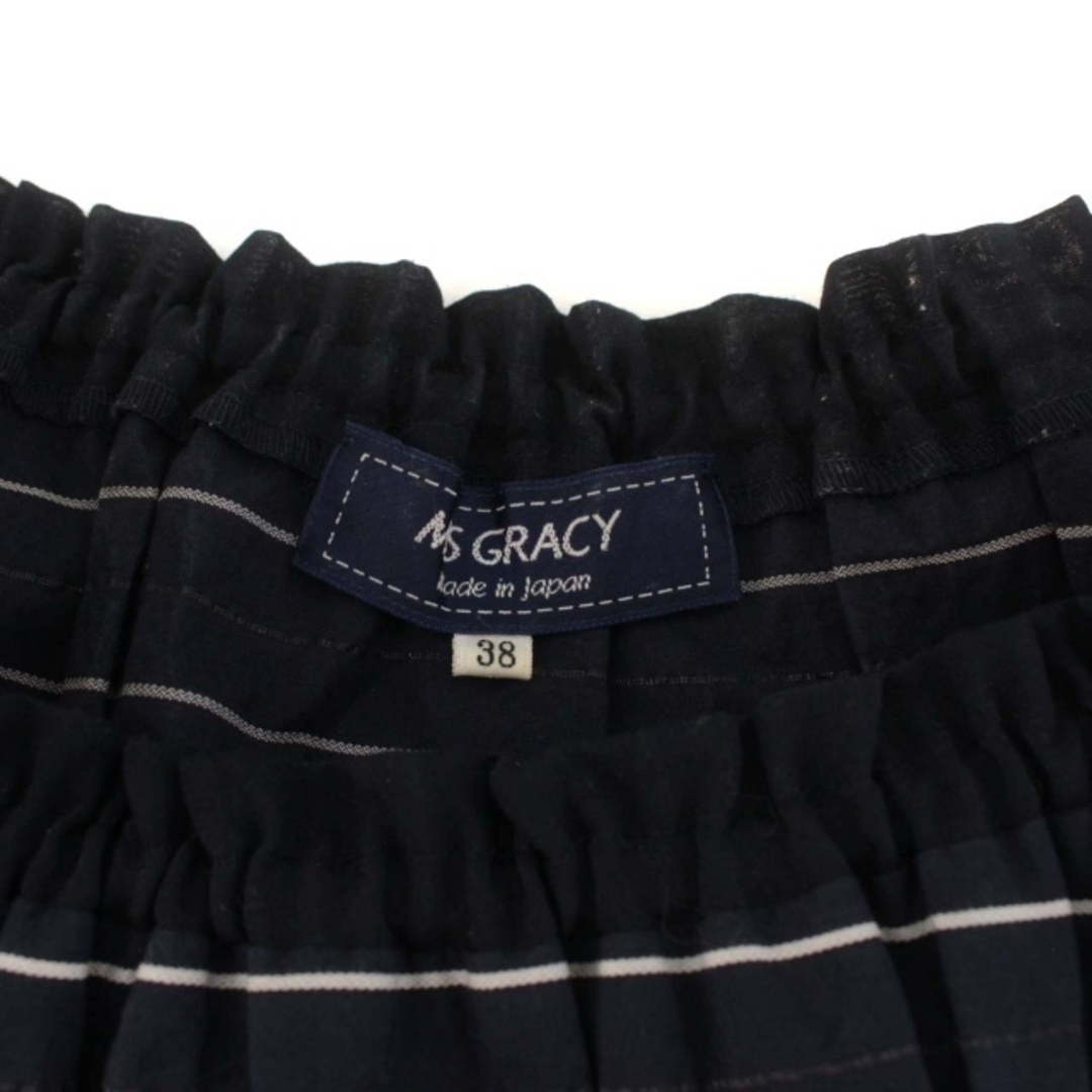 M'S GRACY(エムズグレイシー)のエムズグレイシー ブラウス シャツ プルオーバー ボーダー リボン 38 紺 レディースのトップス(その他)の商品写真
