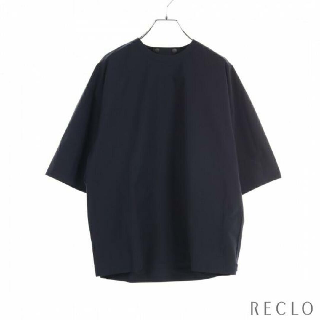 58cm袖丈SOLOTEX STRETCH SHORT SLEEVE TOP ブラウス ネイビー