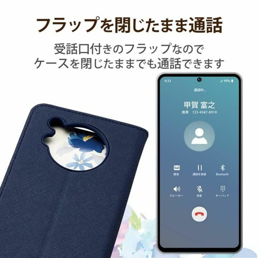 ELECOM(エレコム)のAQUOS R7 手帳型ケース カバー ソフトレザー 薄型  (ネイビー) スマホ/家電/カメラのスマホアクセサリー(Androidケース)の商品写真