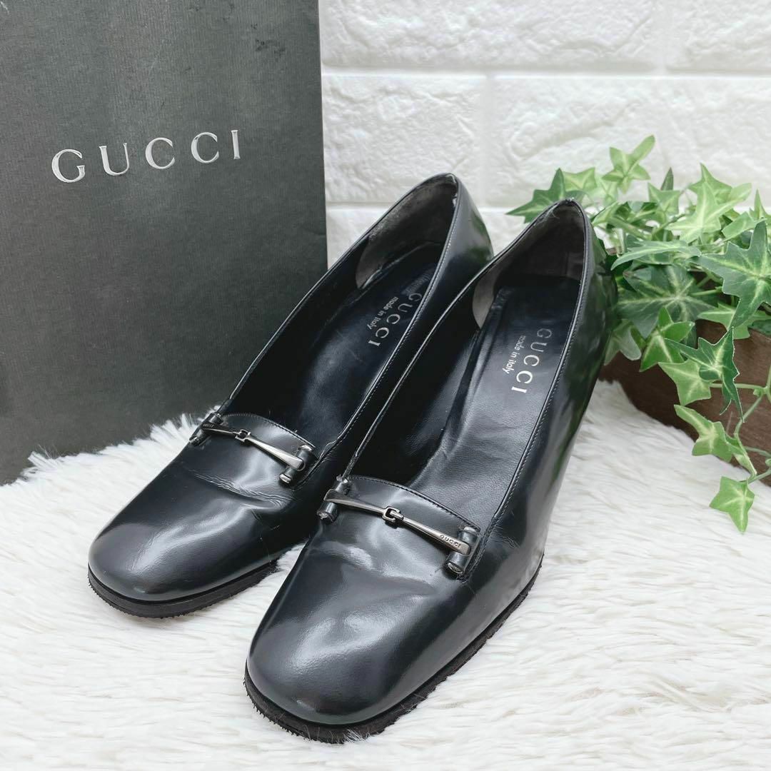 GUCCI グッチ パンプス ホースビット シルバー金具 23.5cm-