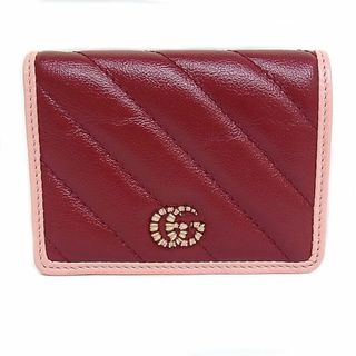 グッチ(Gucci)のグッチ　GUCCI　2つ折り財布　ホックボタン開閉式 GGマーモント　キルティング　レザー　573811 ダブルG　レッド　ピンク　ミニ財布(財布)