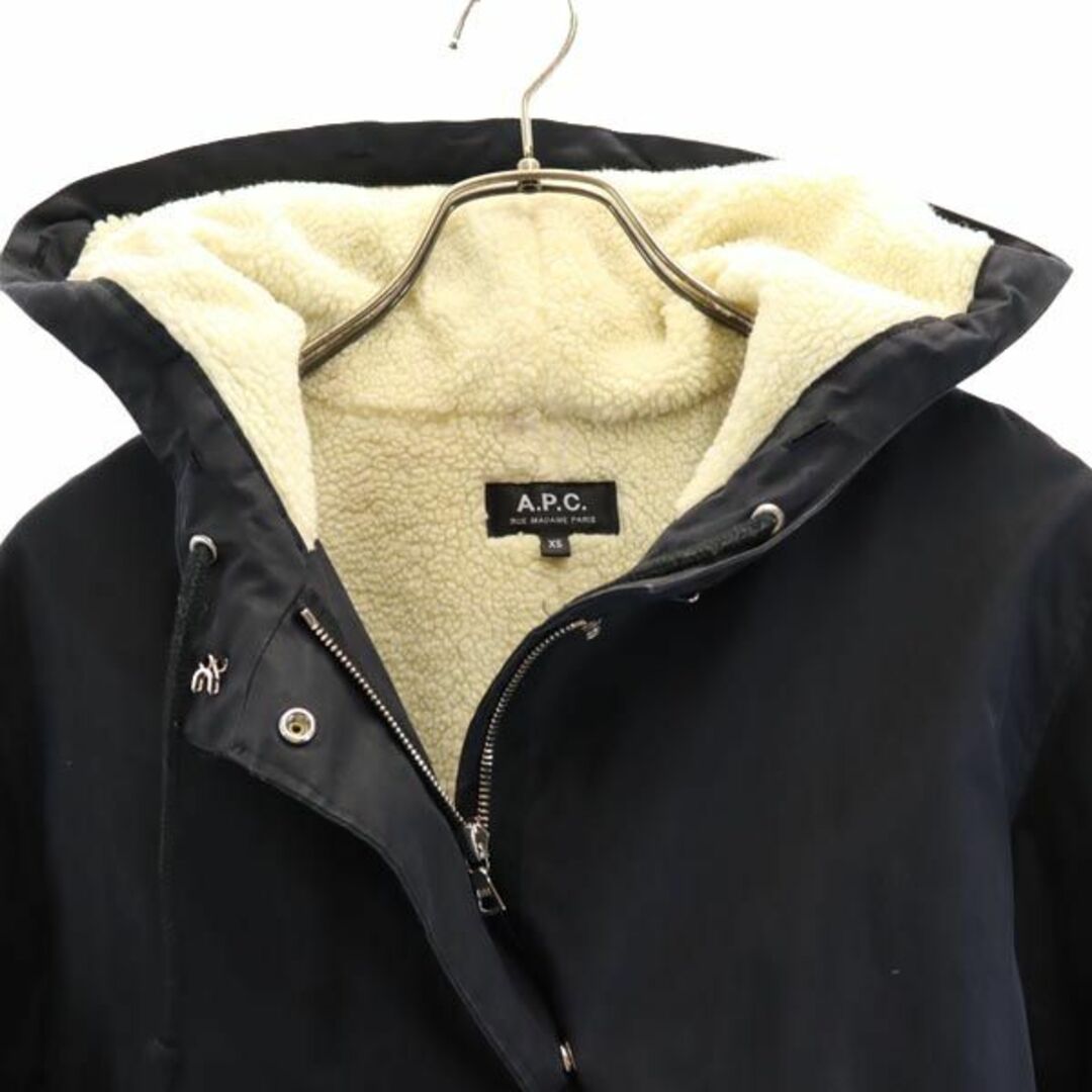 A.P.C(アーペーセー)のアーペーセー モッズコート XS 黒 A.P.C. 裏ボア レディース 古着 【231030】 レディースのジャケット/アウター(モッズコート)の商品写真