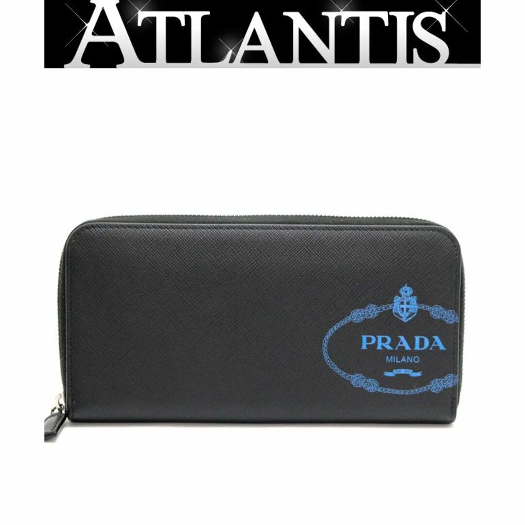 【美品】PRADA 長財布 メンズ 黒 サフィアーノレザー