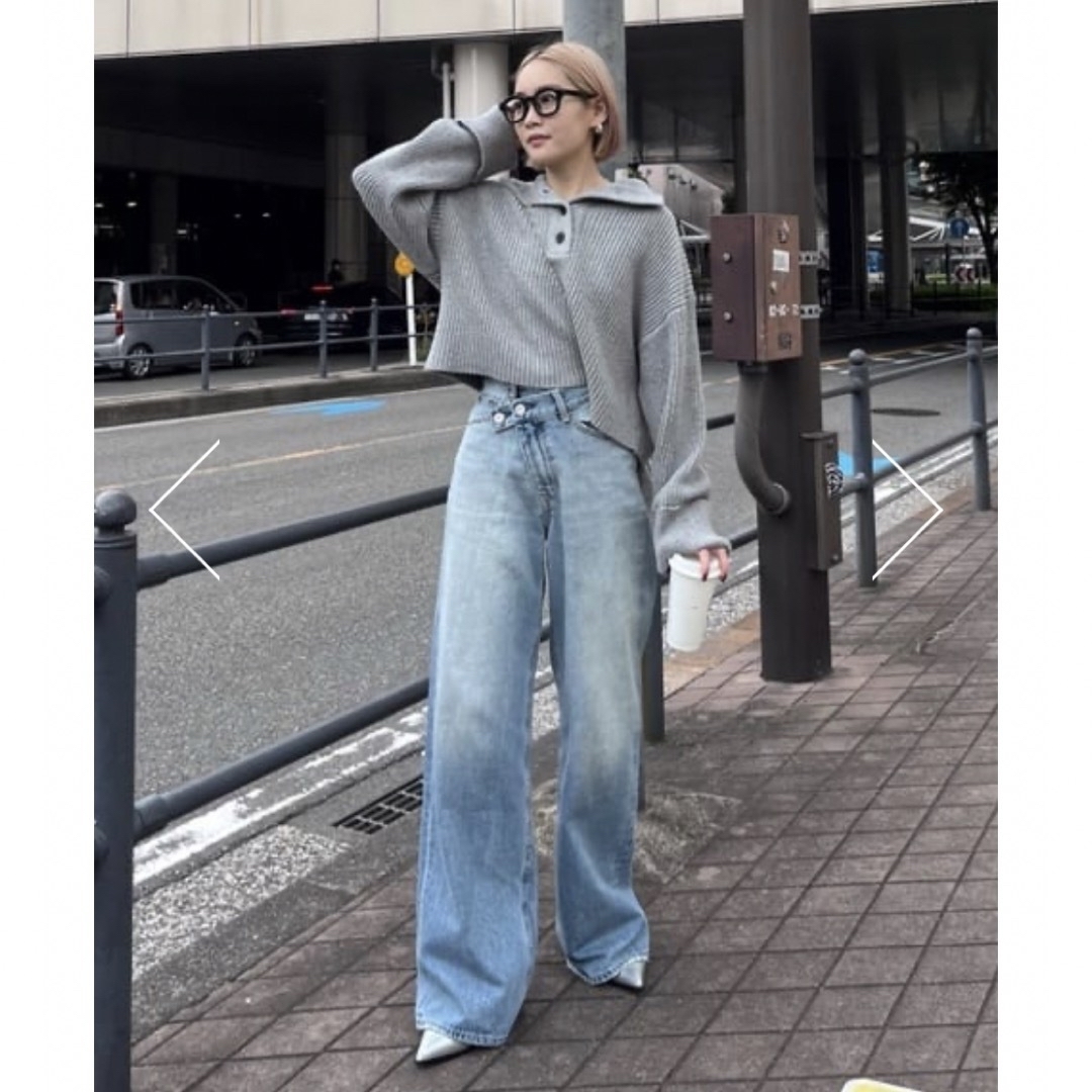 MOUSSY CROSS WAIST WIDE STRAIGHT♡ライトブルーデニム/ジーンズ