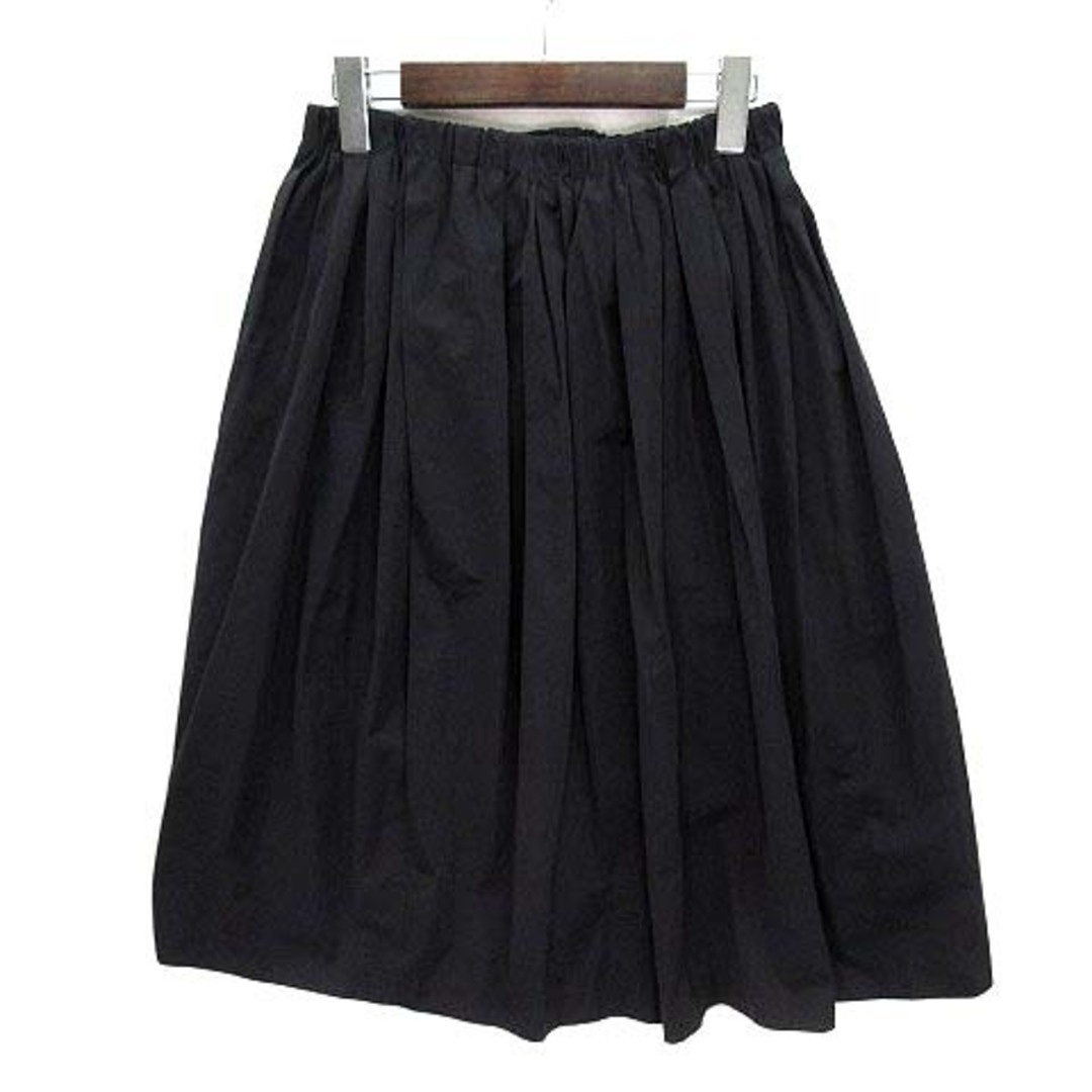 DRESSTERIOR(ドレステリア)のドレステリア ギャザー スカート フレア 膝丈 ウエストゴム ブラック 黒 レディースのスカート(ひざ丈スカート)の商品写真