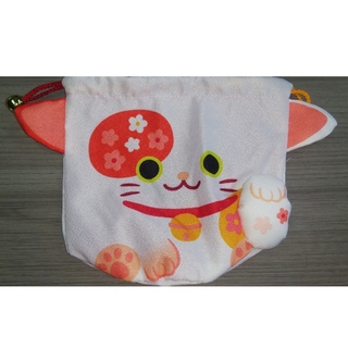 猫型巾着 2枚ｾｯﾄ Fuku-Miyabineko 招き猫 福(ポーチ)