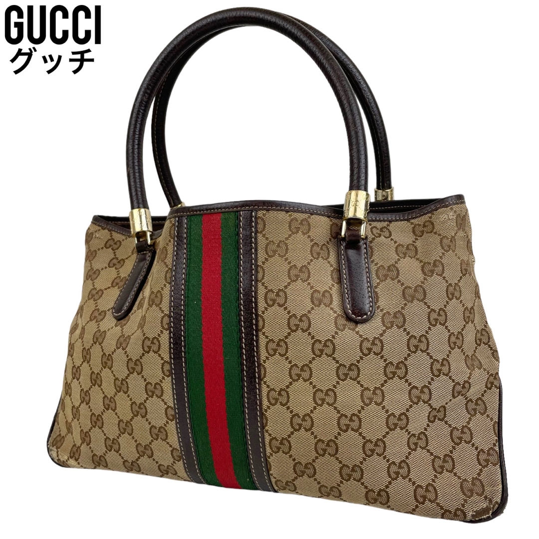 ✨良品 GUCCI グッチ トートバッグ シェリーライン GGキャンバス 手提げ-