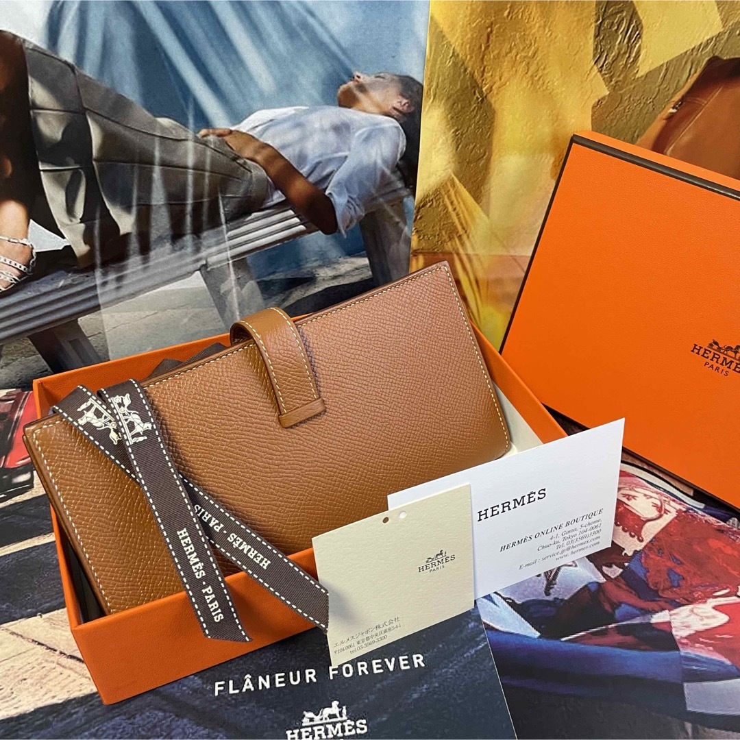 【正規品】HERMES ほぼ未使用✨エルメス  『べアン』スフレ 長財布 人気色財布