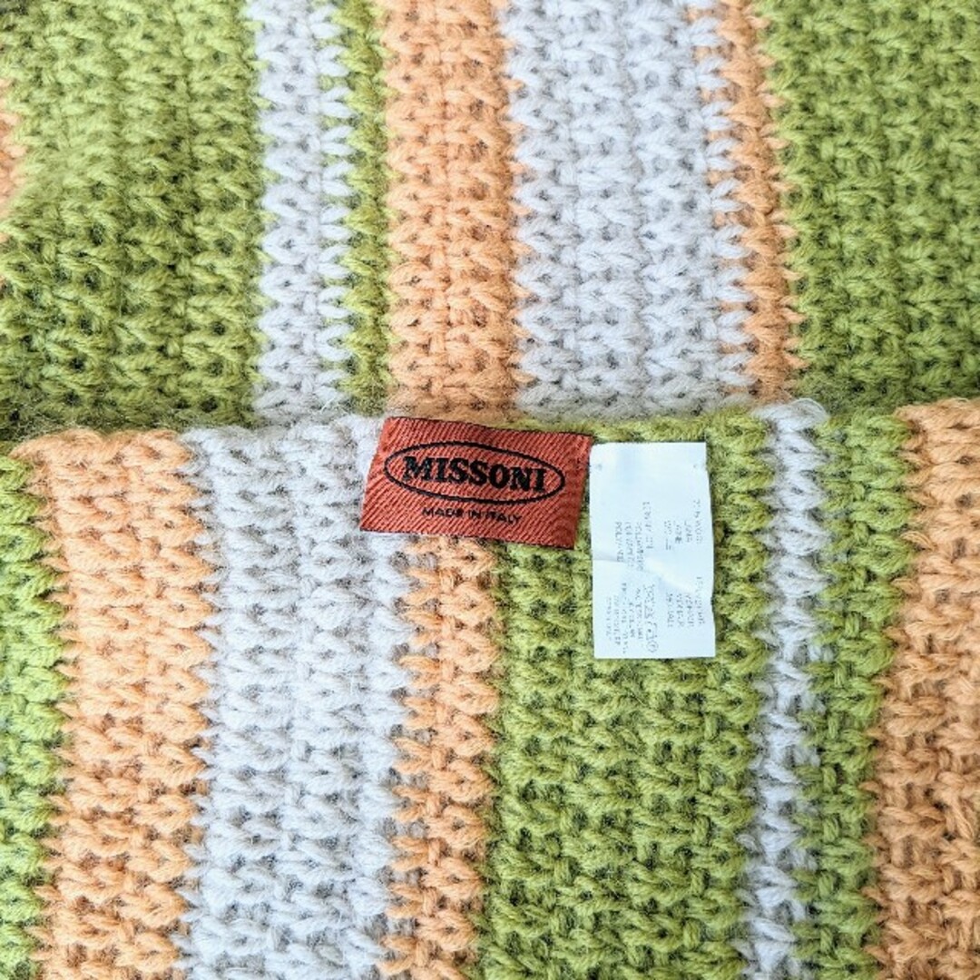 MISSONI(ミッソーニ)のMISSONI ミッソーニ ウールマフラー イタリア製 黒 グリーン オレンジ レディースのファッション小物(マフラー/ショール)の商品写真