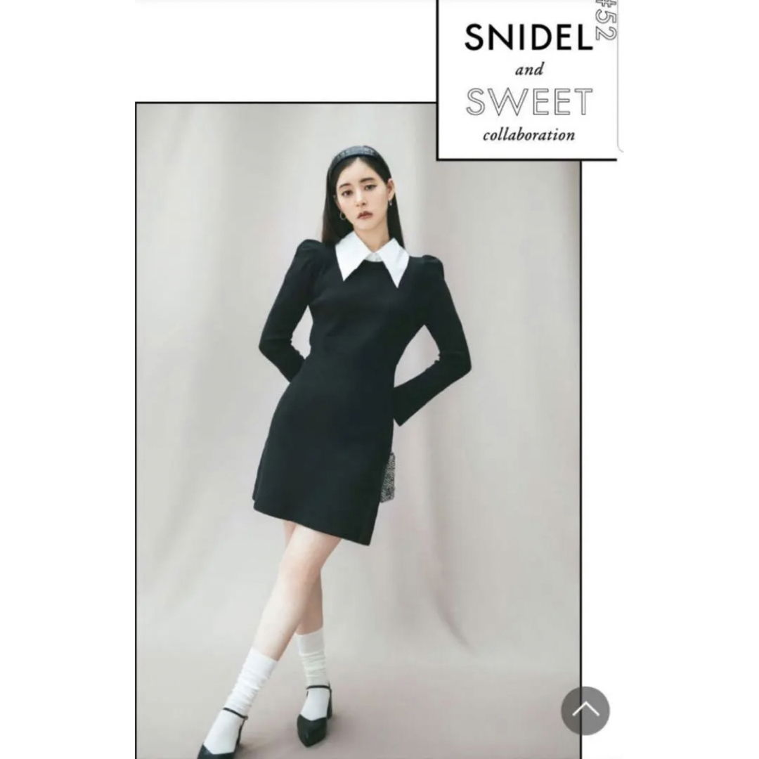 SNIDEL(スナイデル)のスナイデル  ホワイトカラーミニニットワンピース レディースのワンピース(ミニワンピース)の商品写真