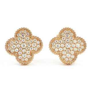 ヴァンクリーフアンドアーペル(Van Cleef & Arpels)のヴァンクリーフ＆アーペル Van Cleef & Arpels クリップ ピアス マジック アルハンブラ パヴェ 74ポイント ダイヤモンド 計2.14ct K18PG 【箱・保付き】 【中古】(ピアス)