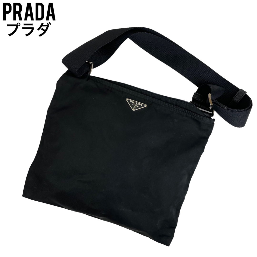 ✨良品　PRADA プラダ　ショルダーバッグ　サコッシュ　ブラック　黒　斜め掛け