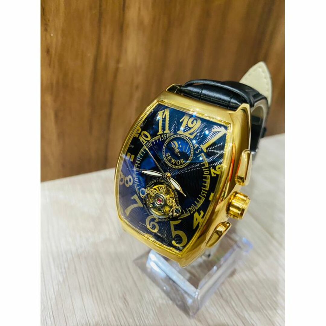 SEWORトップ高級ブランドファッションバレル型革時計メンズ自動機械式時計