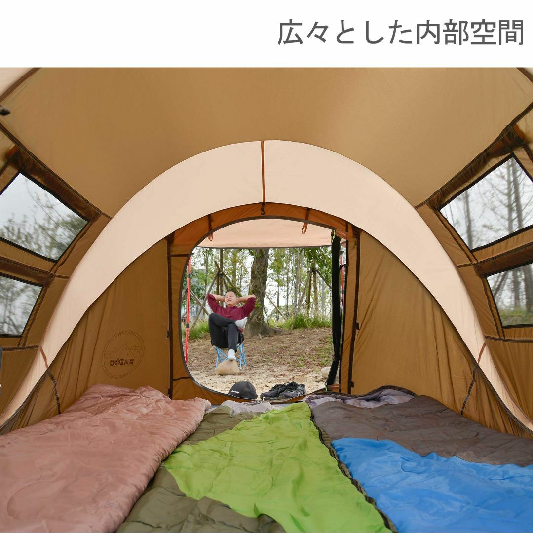 【色: ブラウン+カーキ】KAZOOキャンプ用自動屋外ポップアップテント防水用ク