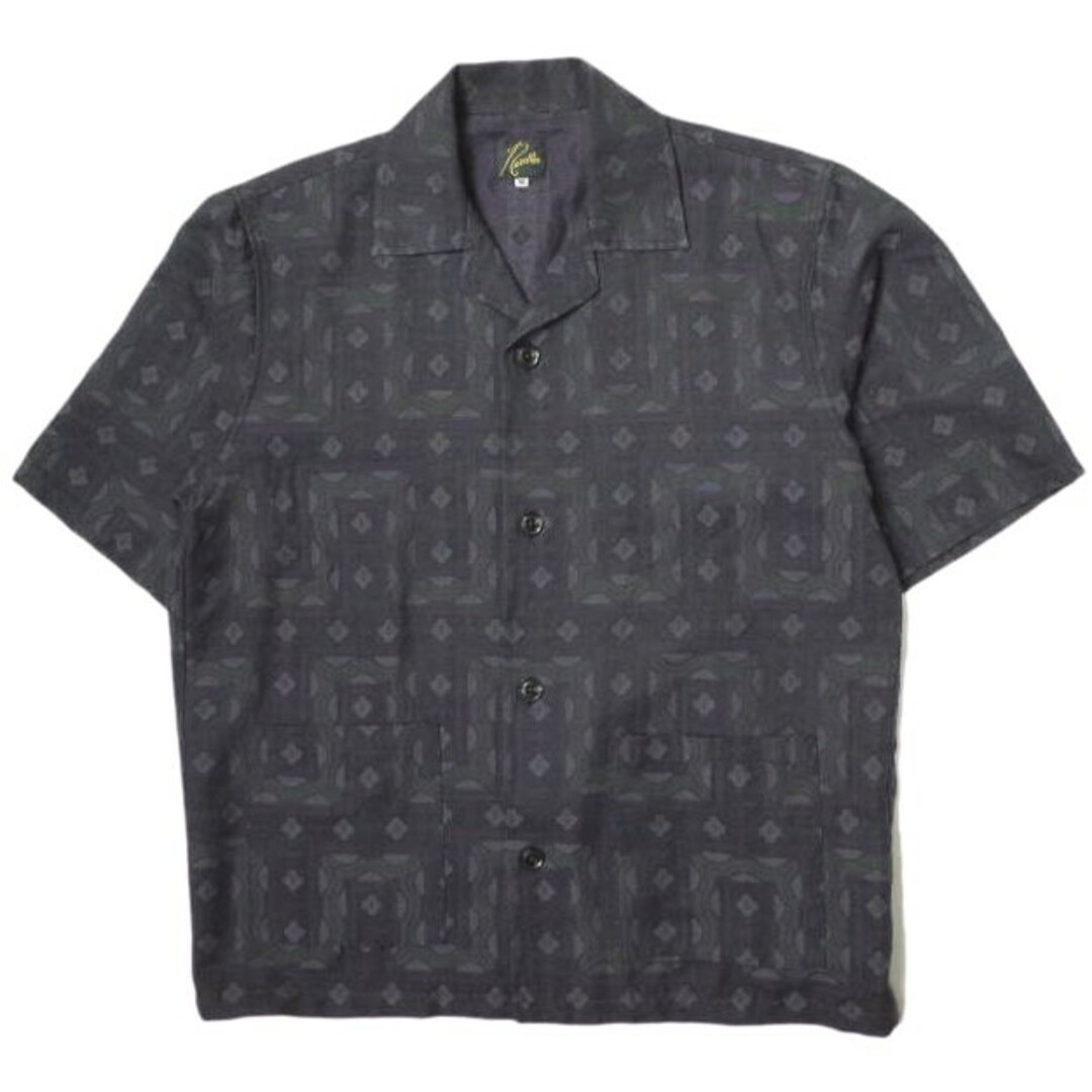 Needles ニードルス 23SS 日本製 Cabana Shirt -C/PE Ethnic Jq. エスニックジャガード カバナシャツ MR093 M グレー 半袖 オープンカラー 開襟 トップス【Needles】