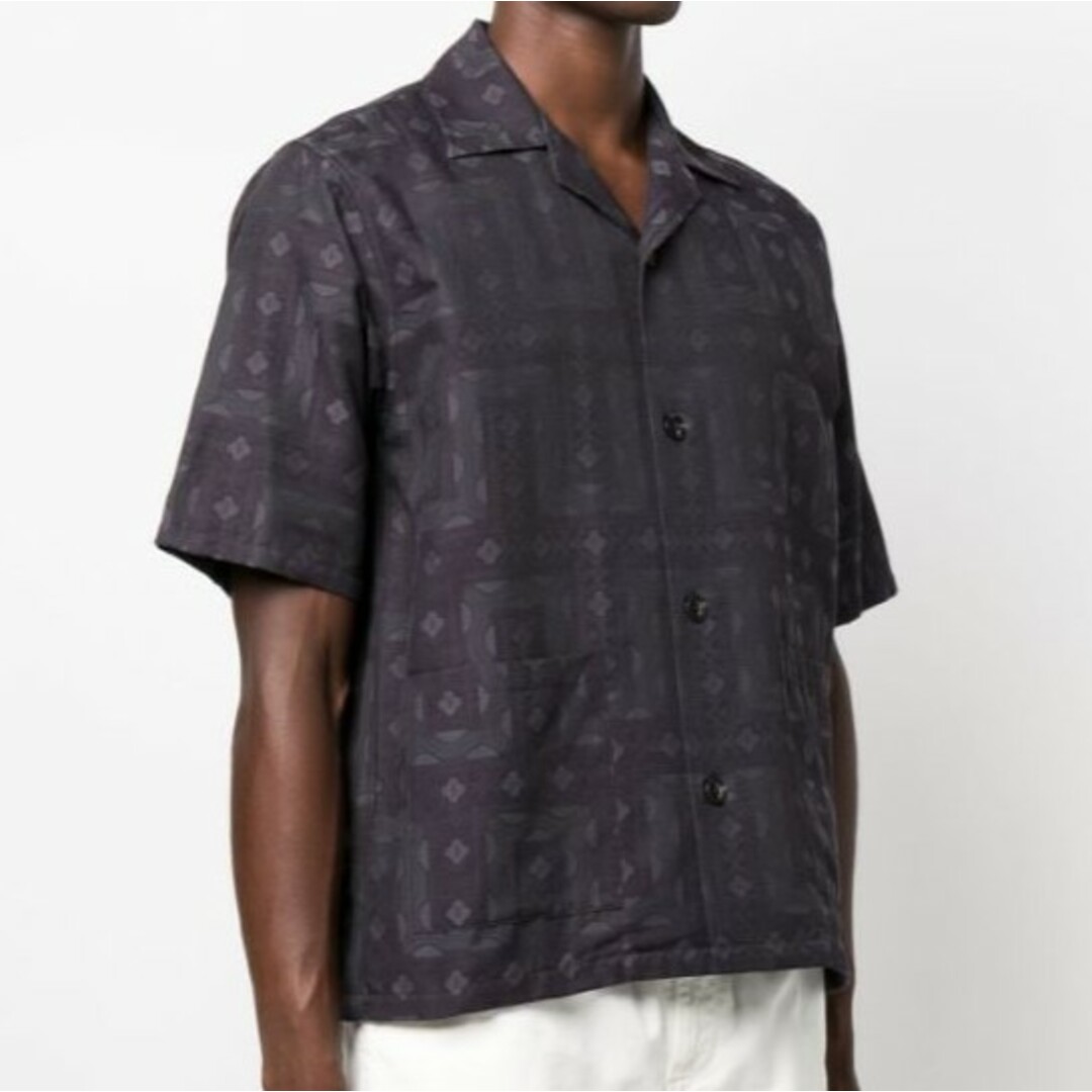 Needles(ニードルス)のNeedles ニードルス 23SS 日本製 Cabana Shirt -C/PE Ethnic Jq. エスニックジャガード カバナシャツ MR093 M グレー 半袖 オープンカラー 開襟 トップス【中古】【Needles】 メンズのトップス(シャツ)の商品写真