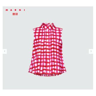 ユニクロ(UNIQLO)の【新品】ユニクロ MARNI  タックブラウス RED   XL(シャツ/ブラウス(半袖/袖なし))