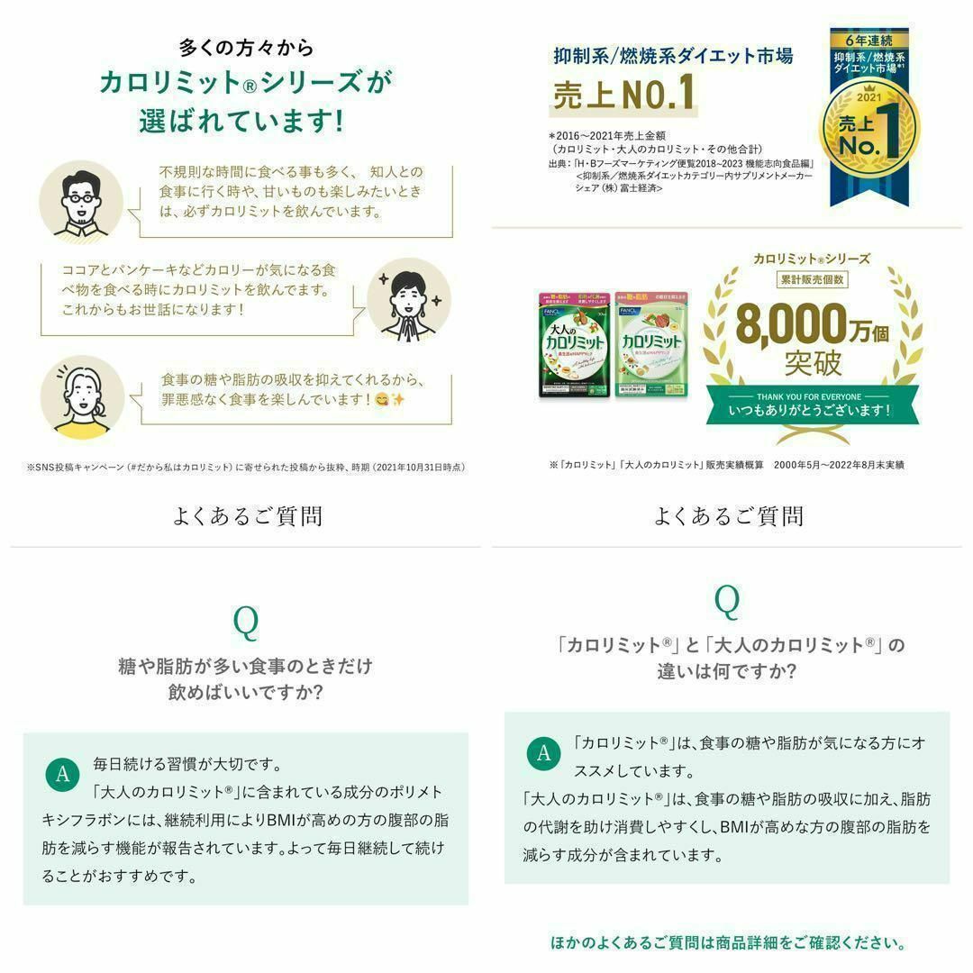 FANCL ファンケル 大人のカロリミット 回分 粒✖️2袋の通販 by
