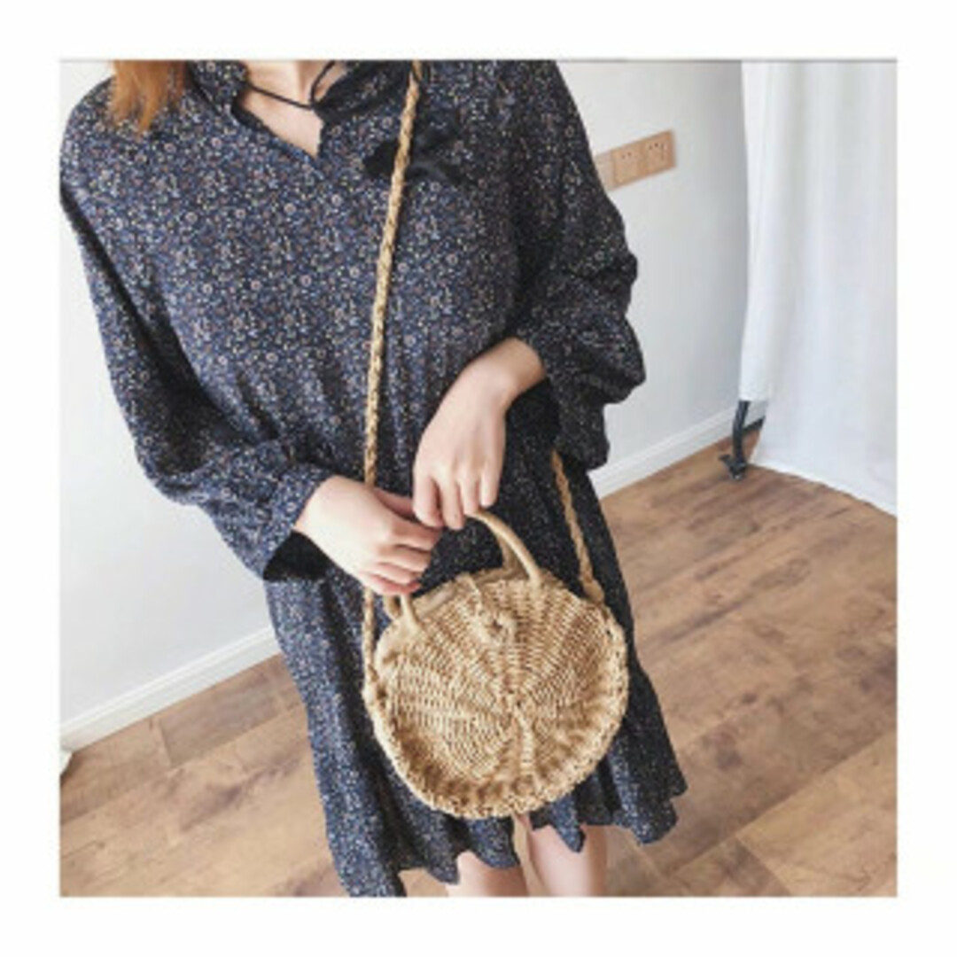 即購入OK♬新品♬今注目の2WAYサークル型かごバッグ(ブラウン)♬の