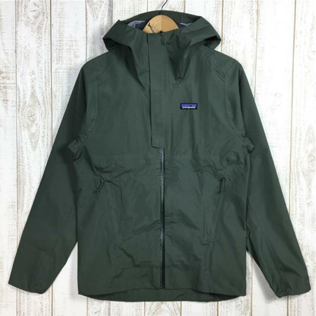 MENs S  パタゴニア スレート スカイ ジャケット Slate Sky Jacket レインシェル フーディ PFCフリーH2No防水透湿 ネットプラスリサイクルナイロン PATAGONIA 85020 BSNG Basin Green グリーン系43cm袖丈