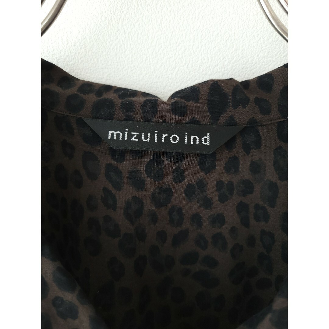 mizuiro ind - ミズイロインド レオパードワンピース 七分袖 開襟衿 