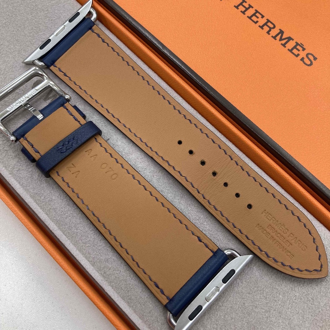 Apple Watch - アップルウォッチ シンプルベルト 紺 エルメス Apple