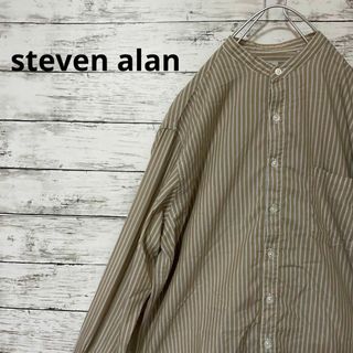 スティーブンアラン(steven alan)のsteven alan ストライプ柄バンドカラーシャツ お洒落 人気S(シャツ)