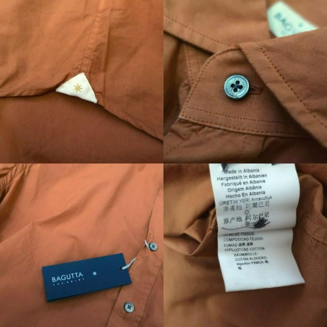 BAGUTTA - 新品 BAGUTTA 最高級ドレスシャツ オレンジブラウン 細身