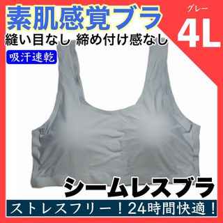 グレー 3XL(4L) シームレスブラ スポブラ ナイトブラ 大きいサイズ(マタニティ下着)