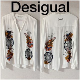 デシグアル(DESIGUAL)のDesigual/デザインプリントシャツ 蝶のような蜂のような絵×花(シャツ/ブラウス(長袖/七分))