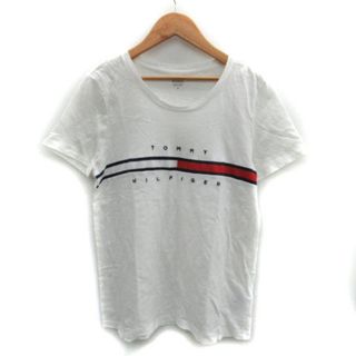 トミーヒルフィガー(TOMMY HILFIGER)のトミーヒルフィガー Tシャツ カットソー 半袖 ロゴ刺繍 M 白 ホワイト(Tシャツ(半袖/袖なし))