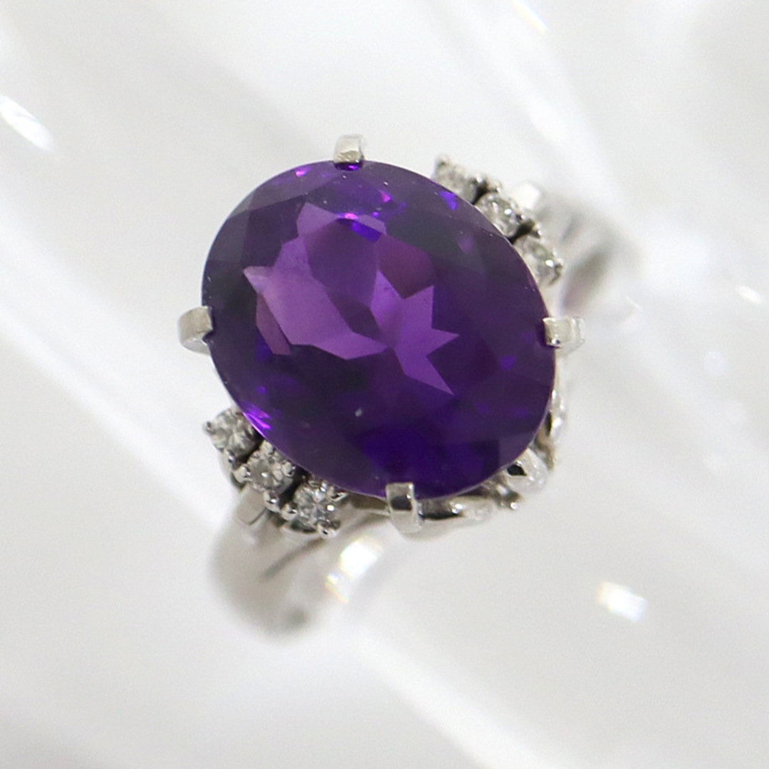 【Jewelry】Pt900 アメジストダイヤリング D：0.09ct 13号 三越/kt08527kw