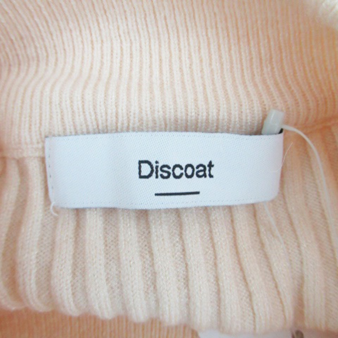 Discoat(ディスコート)のディスコート ニット カットソー リブ クルーネック 長袖 L ベージュ 黒 レディースのトップス(ニット/セーター)の商品写真