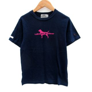 ラブラドールリトリーバー(Labrador Retriever)のラブラドールレトリバー Tシャツ カットソー ラウンドネック プリント M 紺(Tシャツ(半袖/袖なし))