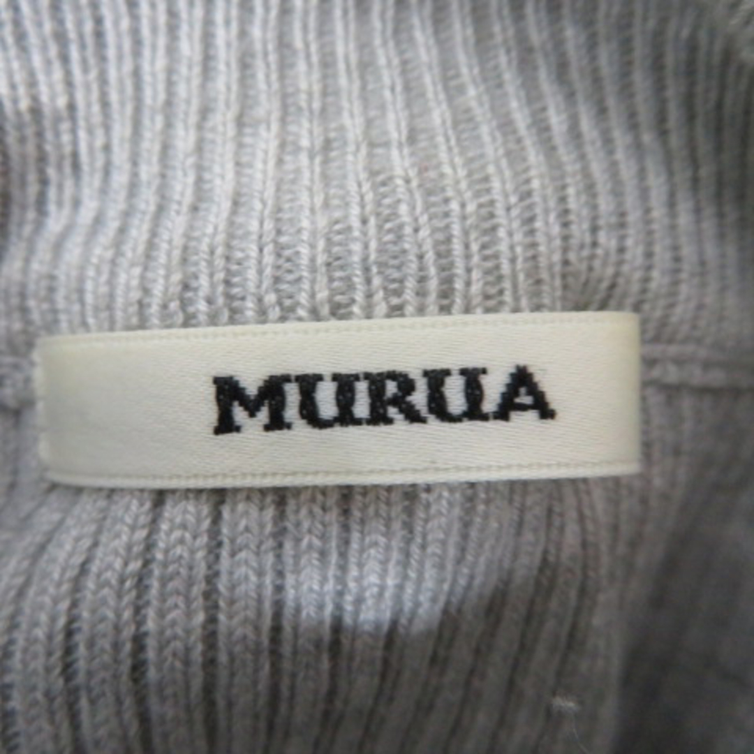 MURUA(ムルーア)のムルーア リブニット カットソー 長袖 ハイネック 無地 F グレー /YK36 レディースのトップス(ニット/セーター)の商品写真